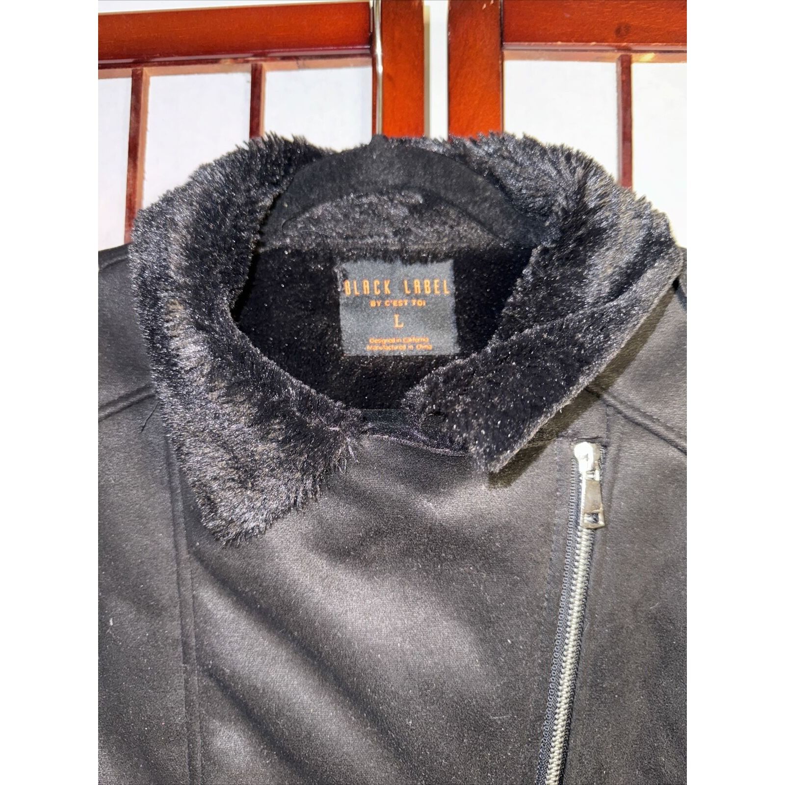 Black Label Black Label Cropped Biker Jacket Black Faux Suede Faux Shear Size L / US 10 / IT 46 - 4 Thumbnail