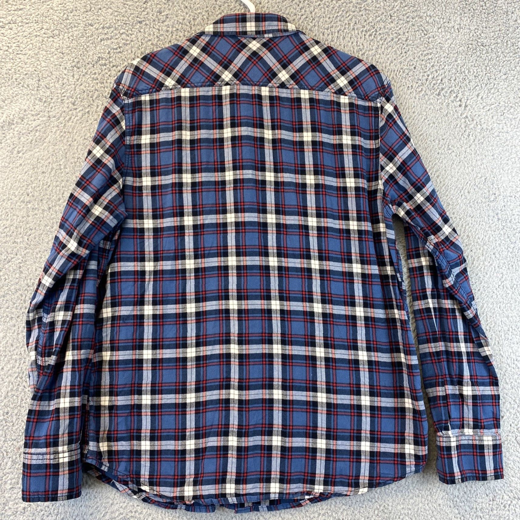 Vintage American Rag Classic Button Dress Shirt Mens Large Blue Plaid Long Sleeve Size US L / EU 52-54 / 3 - 7 Thumbnail