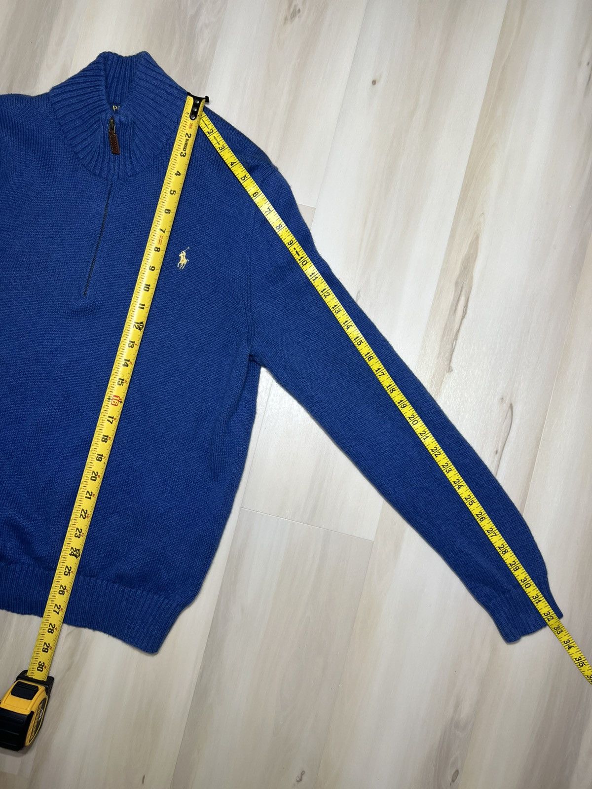Polo Ralph Lauren Polo Ralph Lauren Sweater L Blue Knit Cotton 1/4 Quarter Zip Size US L / EU 52-54 / 3 - 4 Thumbnail