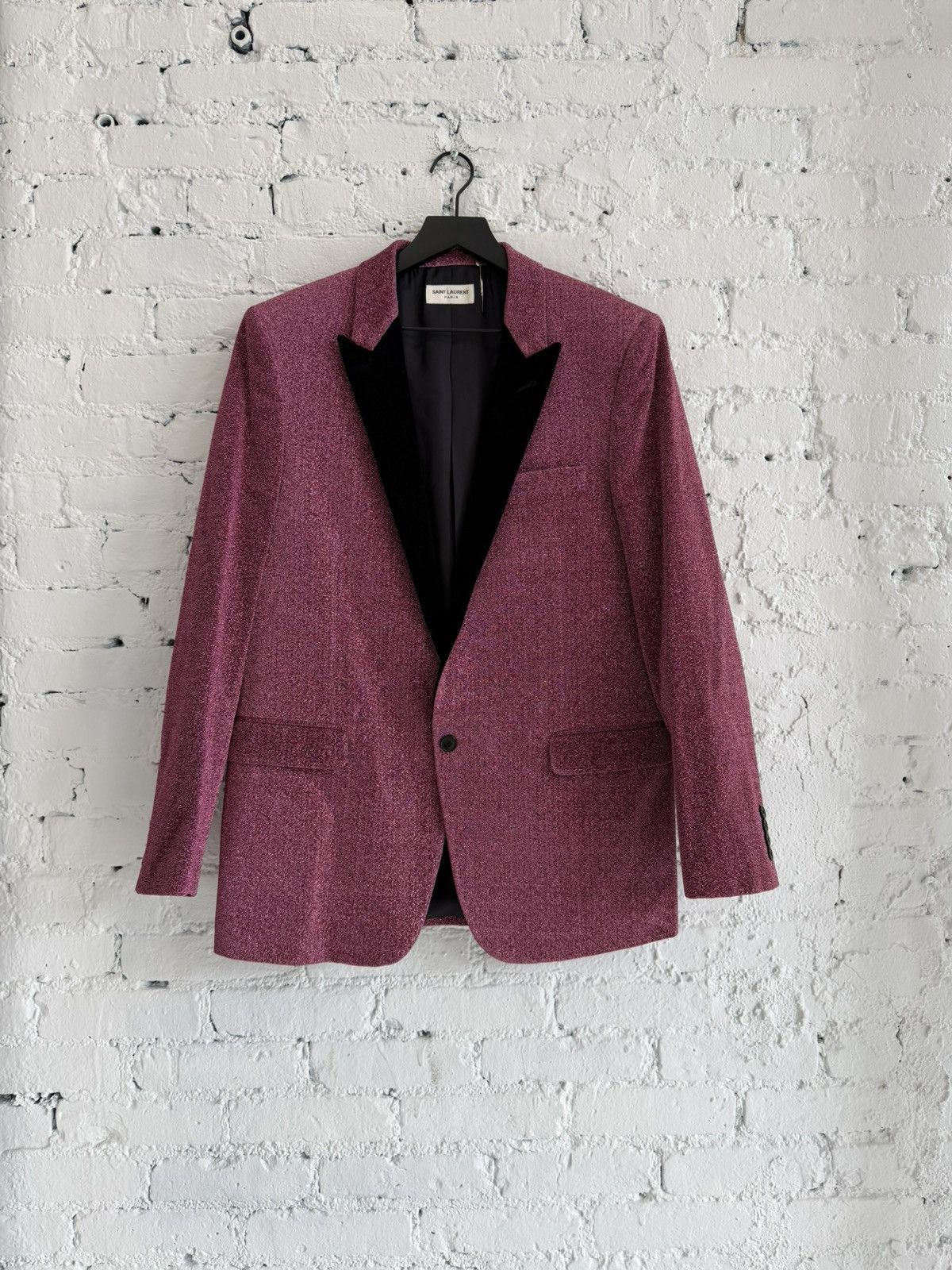 Saint Laurent Paris F/W 2014 SAINT LAURENT PINK GLITTER BLAZER Size 50L - 1 Thumbnail