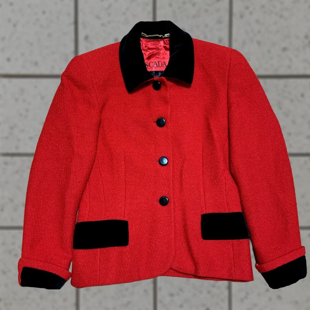 Escada VINTAGE Escada Jacket Women Wool Red M Size M / US 6-8 / IT 42-44 - 1 Thumbnail