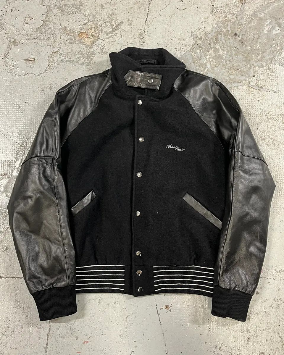 Acne Studios Acne Studios Black Wool & Leather Biker Jacket Size US M / EU 48-50 / 2 - 1 Thumbnail
