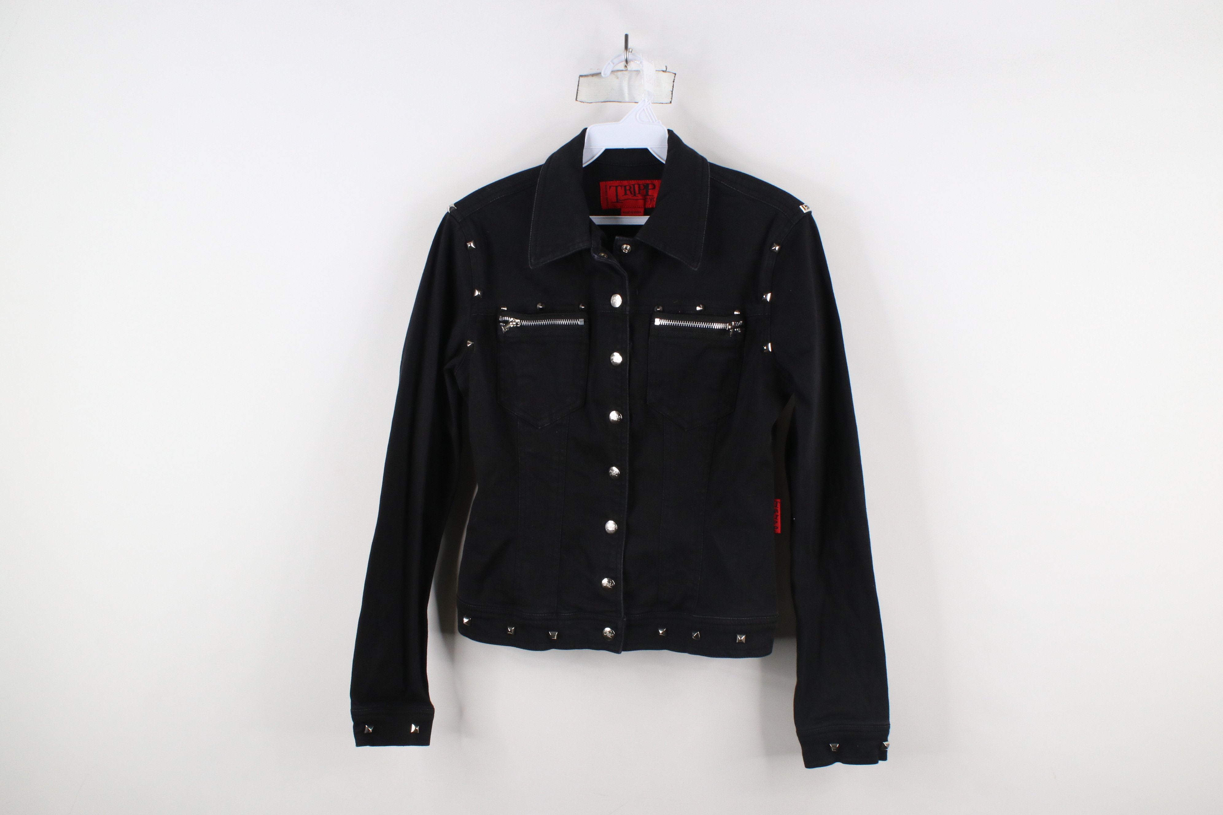 Vintage Vintage 90s Y2K Tripp NYC Gothic Rave Studded Denim Jacket Size M / US 6-8 / IT 42-44 - 1 Thumbnail