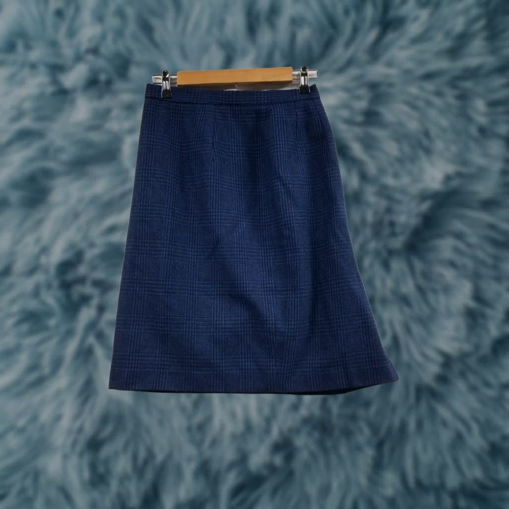 Vintage VINTAGE David N Skirt Midi Wool Plaid Blue Lined Fringe 80s Made In Italy Girls 12 Size 34" / US 12 / IT 48 - 1 Thumbnail