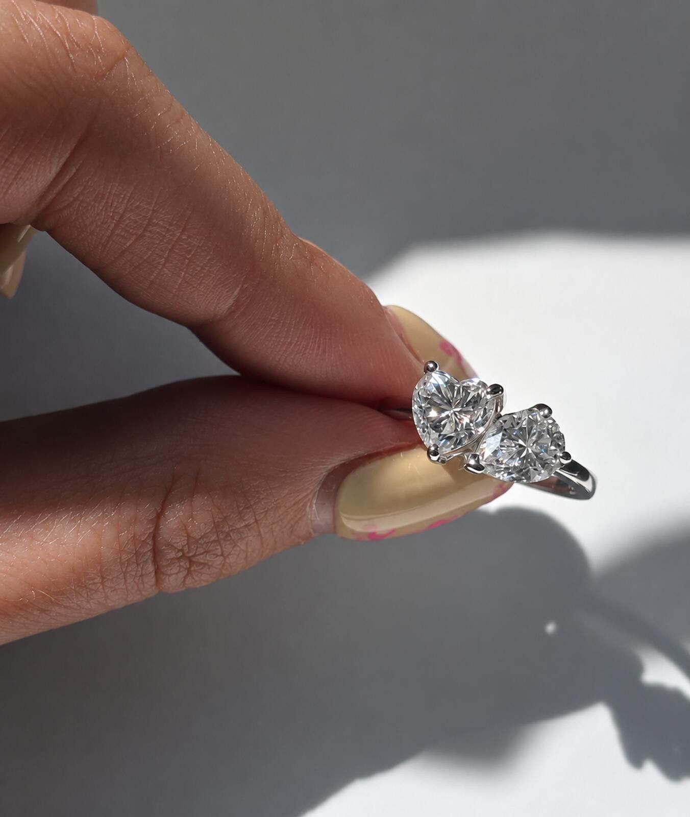 Other 2.4ct TCW moissanite toi-et-moi ring platinum overlay Size ONE SIZE - 1 Thumbnail