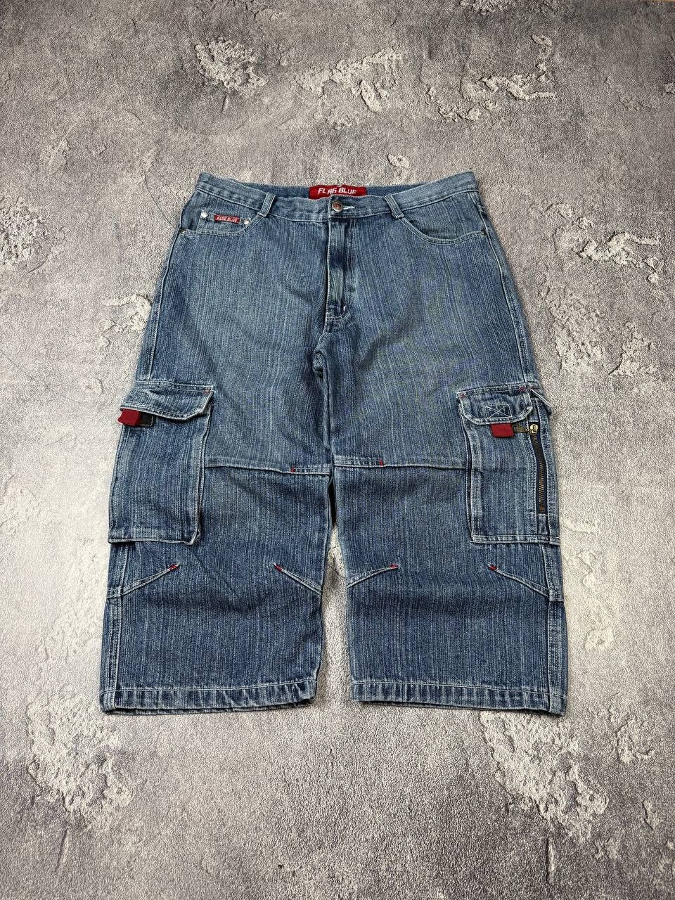 Vintage 2000s Fubu 3/4 Cargo Denim Shorts Old School Rap Y2K