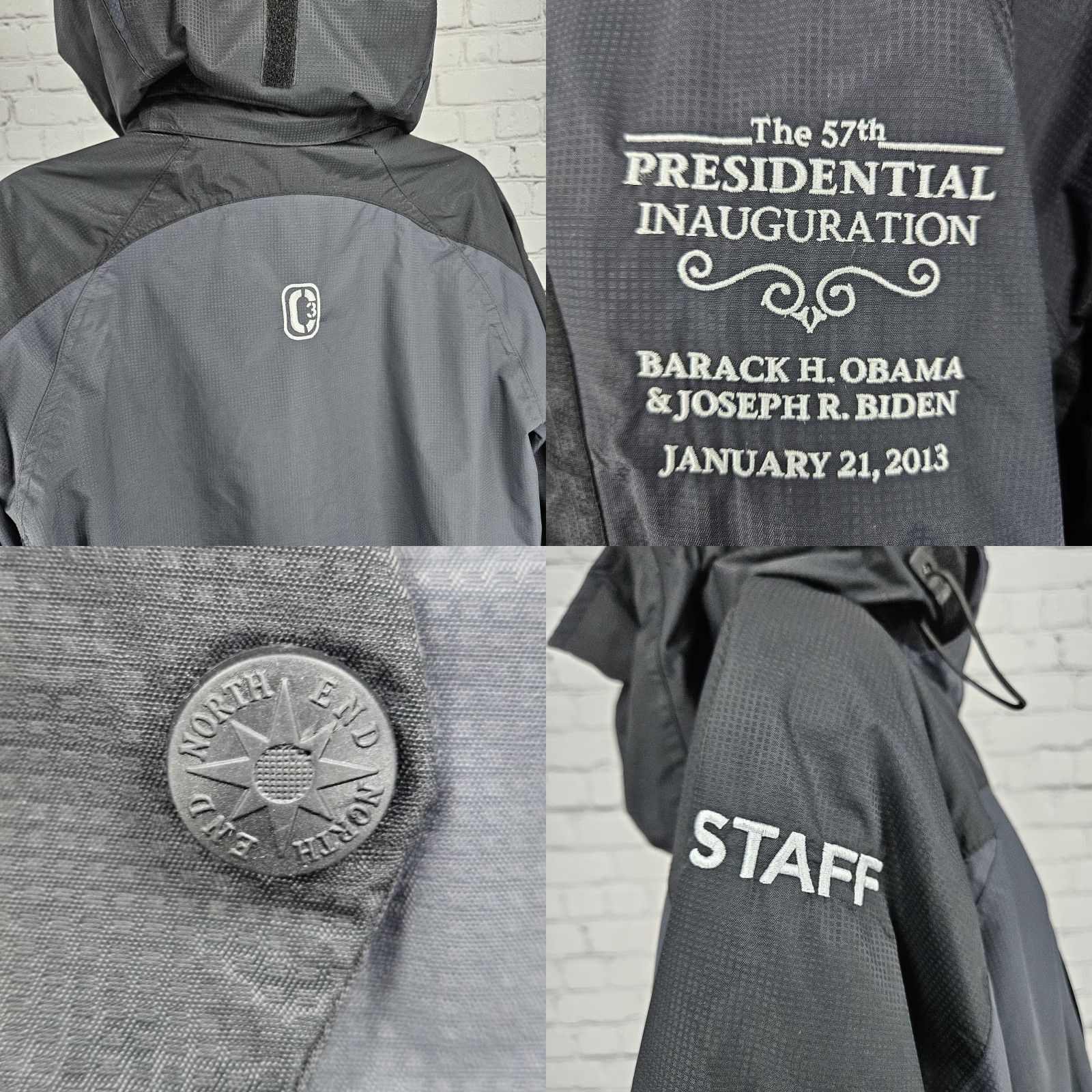 Vintage VINTAGE USA 57th Inauguration Obama Biden North End Black Hooded Jacket Large L Women Casual Workwear Zip Snap Embroidered Logo Packable Inner Pockets Size L / US 10 / IT 46 - 9 Thumbnail