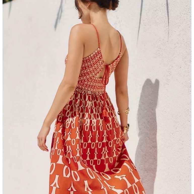 Anthropologie Anthropologie Smocked Midi Dress With Front Slits Size XS / US 0-2 / IT 36-38 - 3 Thumbnail