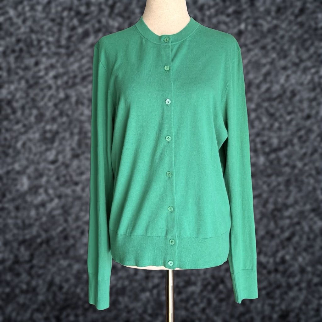 J.Crew J. Crew Cotton-blend Jackie Cardigan Sweater XL Bright Kelly Green E8447 Size XL / US 12-14 / IT 48-50 - 1 Thumbnail