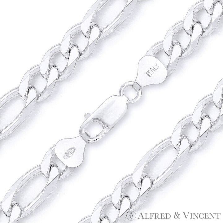Figaro Link Italian Chain Necklace in .925 Sterling Silver
