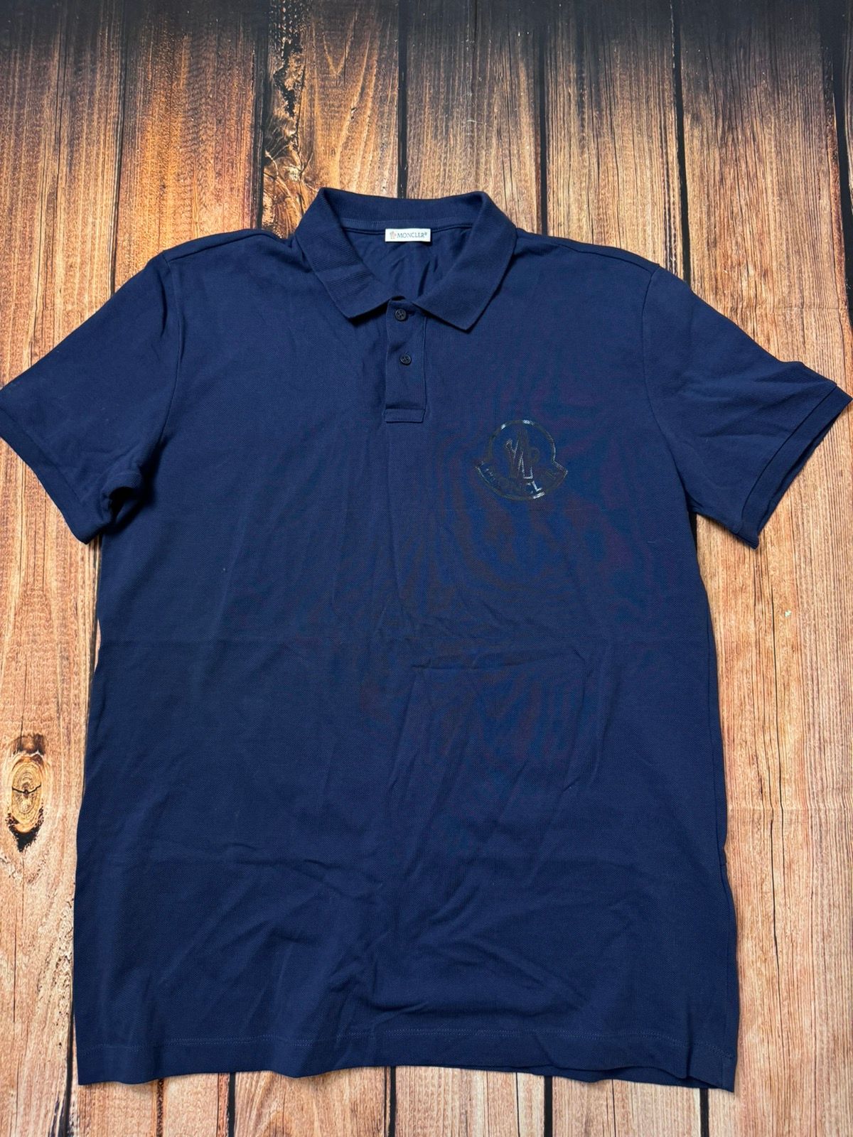 Pre-owned Moncler T-shirt Polos  Big Logo In Dark Blue