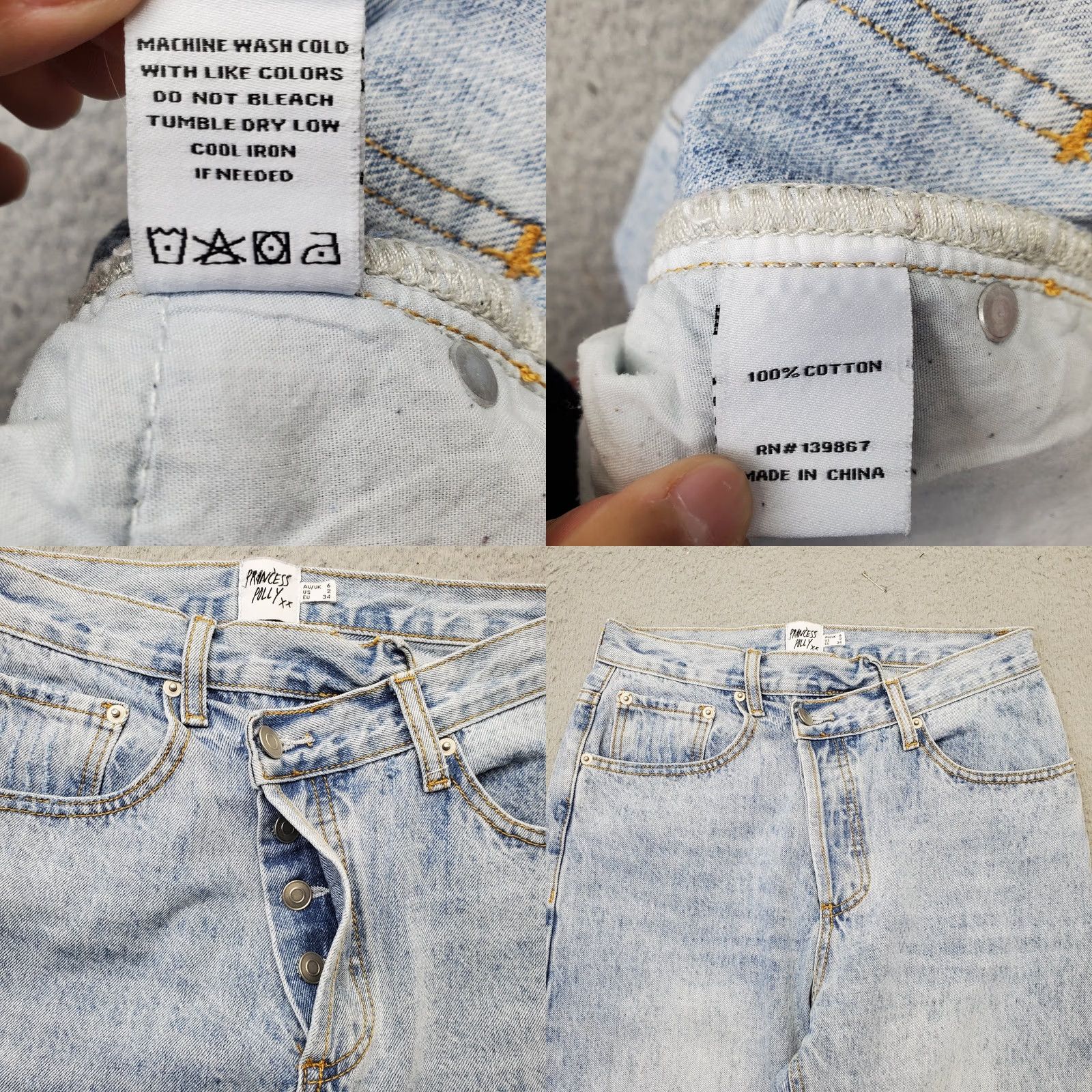 PRINCESS POLLY Princess Polly XX Asymmetric Jeans Womens 2 Blue Denim Straight Leg Button Fly Jeans Womens Size 2 Blue Denim 5-Pocket Design Regular Fit Mens? Womens Size 26" / US 2 / IT 38 - 8 Thumbnail
