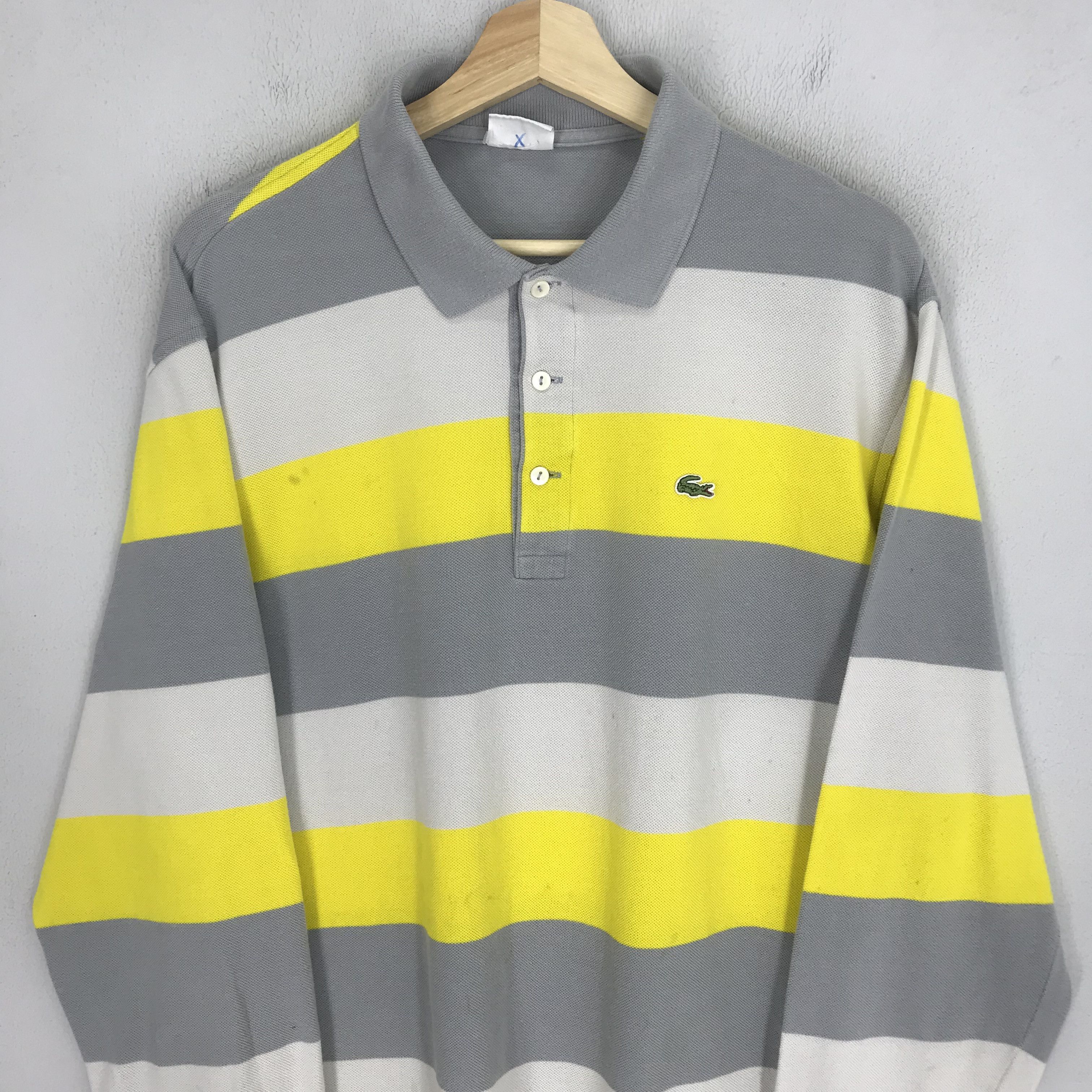 Lacoste Vintage Lacoste Stripes Polo Shirt Rugby Big Stripes Size US L / EU 52-54 / 3 - 3 Thumbnail