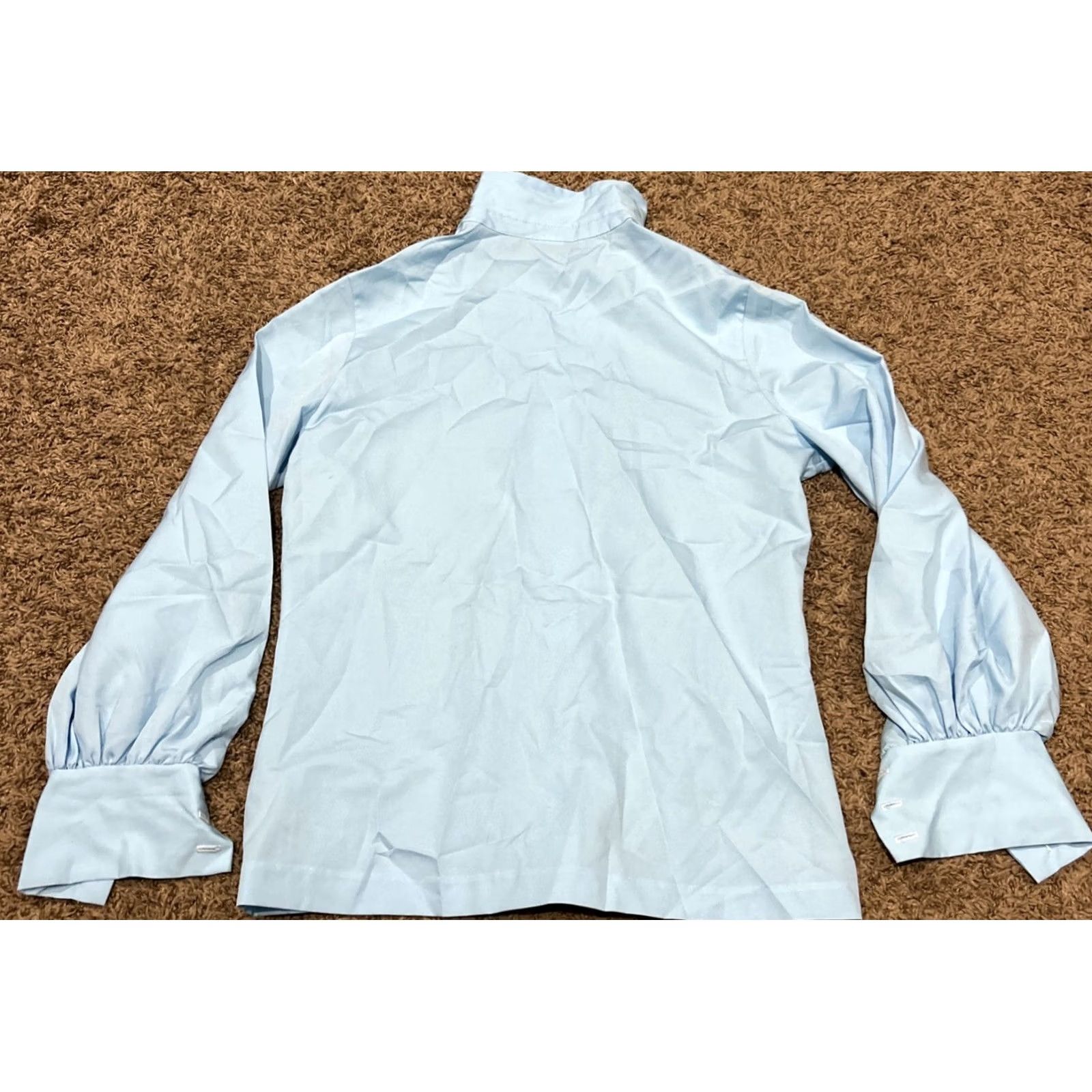 Vintage VINTAGE Jane Holly Womens Button-Up Blouse Blue 70s Long Sleeve 12 Size Regular Lace Polyester Collared Size XL / US 12-14 / IT 48-50 - 5 Thumbnail
