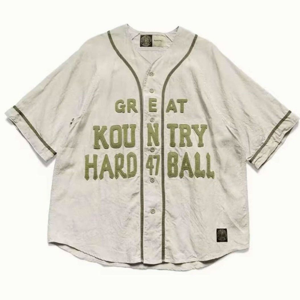 トップス kapital fancy tweed baseball shirts Kapital | Fancy Tweed GREAT KOUNTRY Baseball Shirt - White