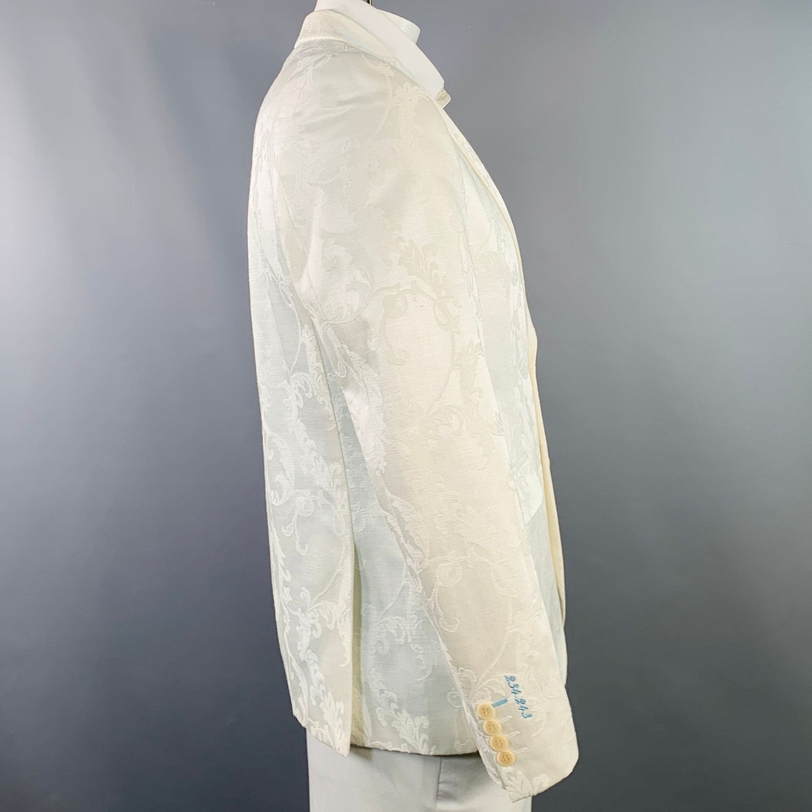 Moods of Norway MOODS OF NORWAY White Jacquard Cotton Notch Lapel Sport Coat Size 42R - 3 Thumbnail