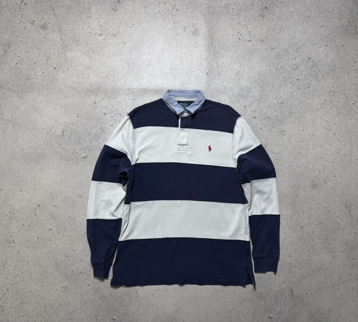 Polo Ralph Lauren Polo Ralph Lauren Vintage Striped Rugby Sweatshirt Size M Size US M / EU 48-50 / 2 - 2 Thumbnail