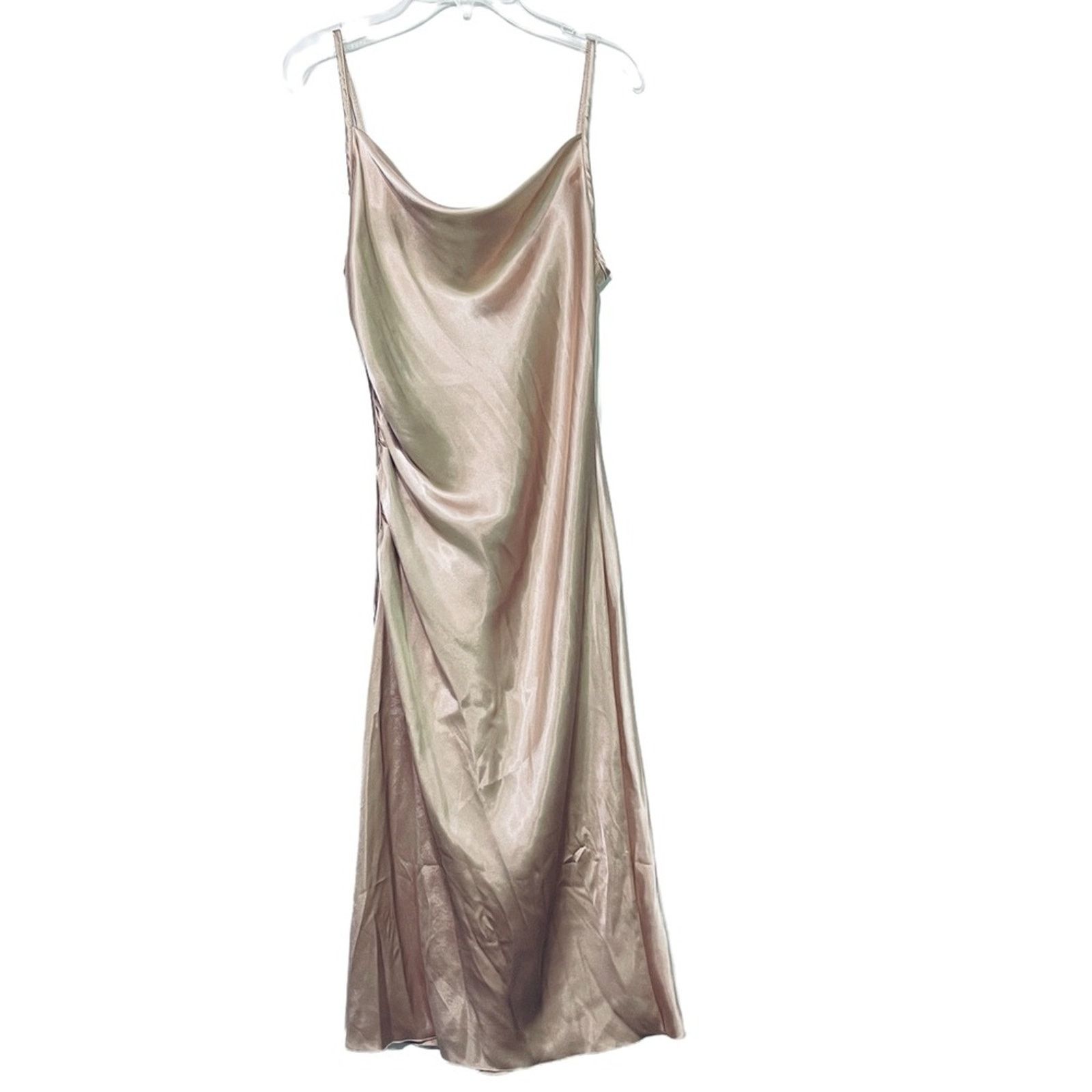 Bebe BEBE Satin Cowl Neck Midi Dress Gold Size S Size S / US 4 / IT 40 - 2 Thumbnail