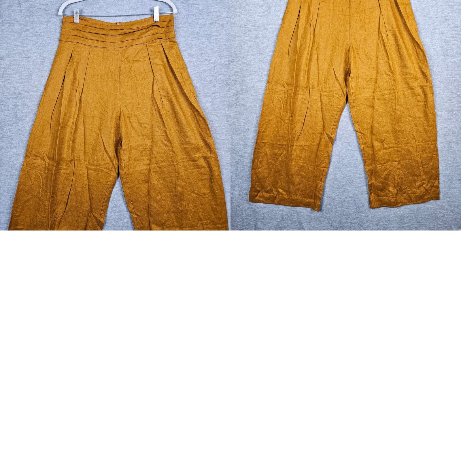 Vintage PAMPELONE Women's Mustard Yellow Pleated Wide Leg Casual Pants Size M Size 32" / US 10 / IT 46 - 8 Thumbnail