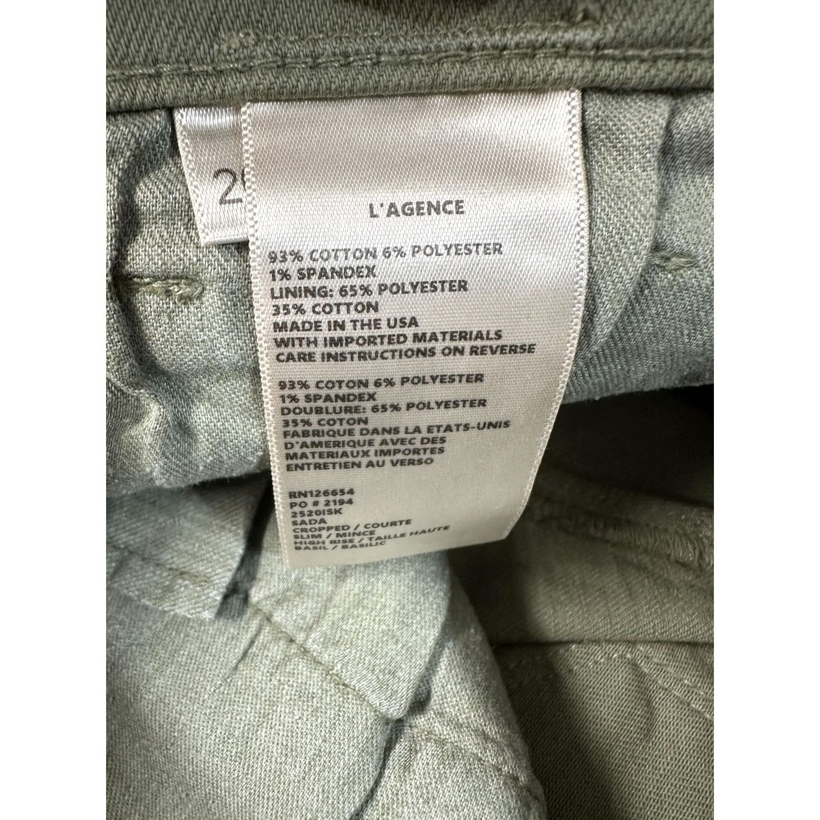 L'AGENCE L'AGENCE Jeans Womens 26 Green High Rise Skinny Crop Raw Hem Denim USA Size 26" / US 2 / IT 38 - 6 Thumbnail