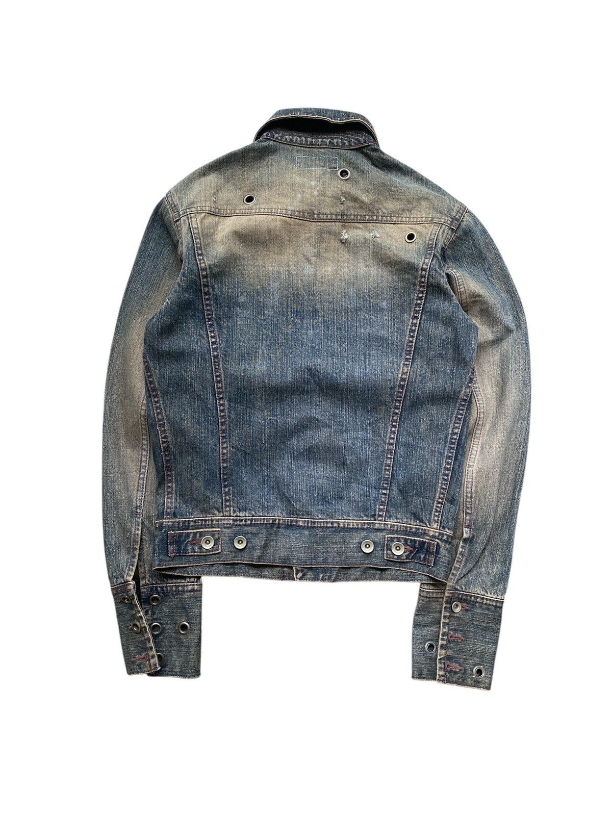If Six Was Nine × Japanese Brand × Le Grande Bleu (L.G.B.) 2000s Led Rechwe Mud Wash Pierced Denim Jacket Size US S / EU 44-46 / 1 - 3 Thumbnail