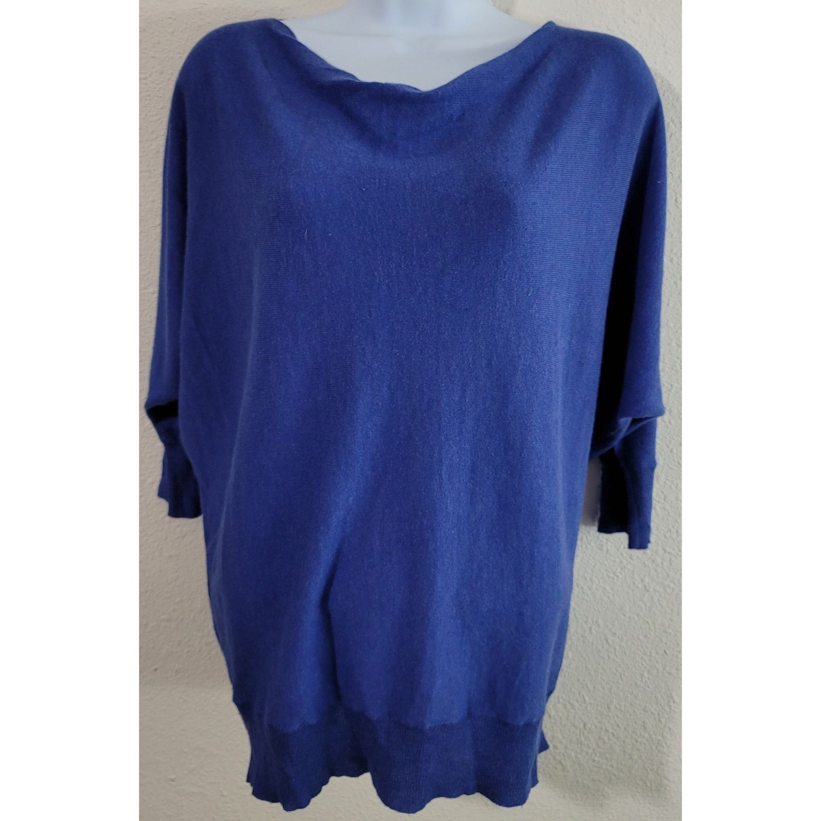 Other Eileen Fisher Blue Marled Draped Cowl Neck Sweater XS Size XS / US 0-2 / IT 36-38 - 6 Thumbnail