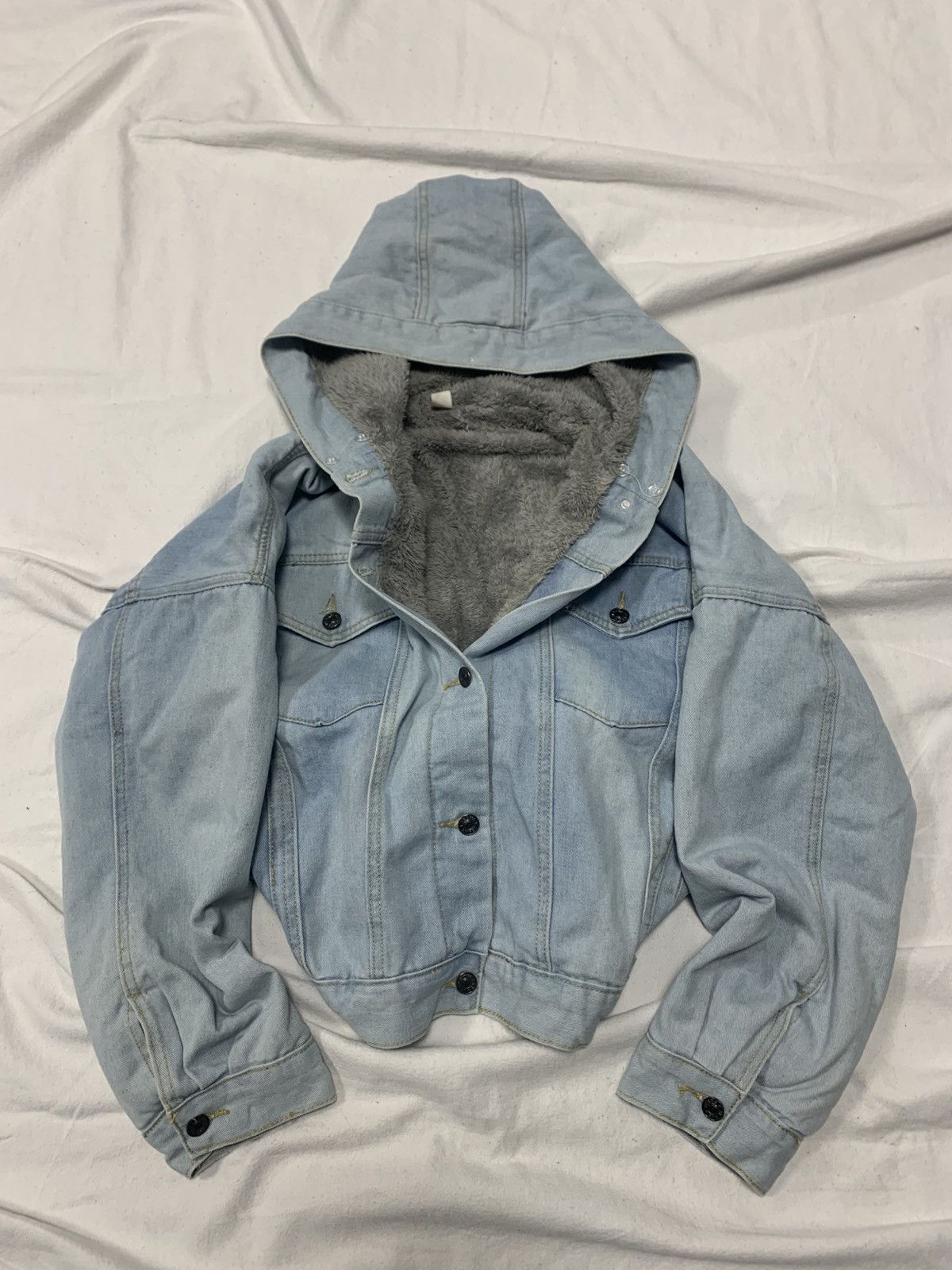 Japanese Brand VINTAGE CROPPED FAUX FUR DENIM BOMBER JACKET JAPANESE STYLE Size US M / EU 48-50 / 2 - 5 Thumbnail