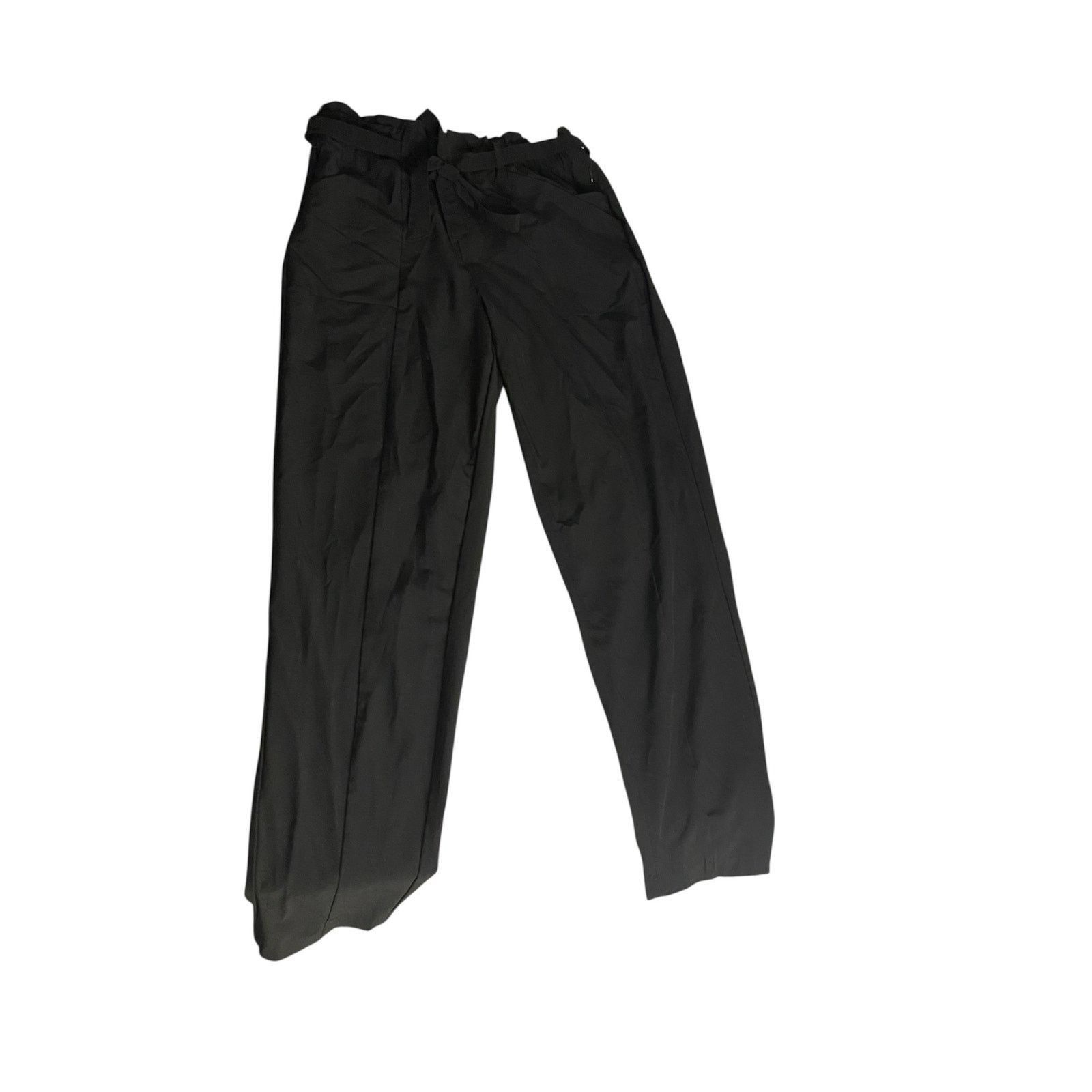 Other Minimalist Black Paperbag Waist Tie Front Trousers Modern M Size 26" / US 2 / IT 38 - 2 Thumbnail