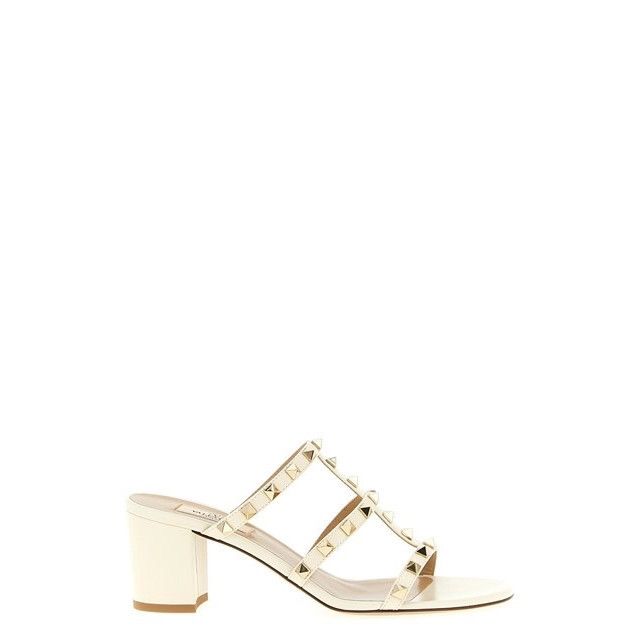 VALENTINO GARAVANI Rockstud White Leather 60mm Heel Sandals