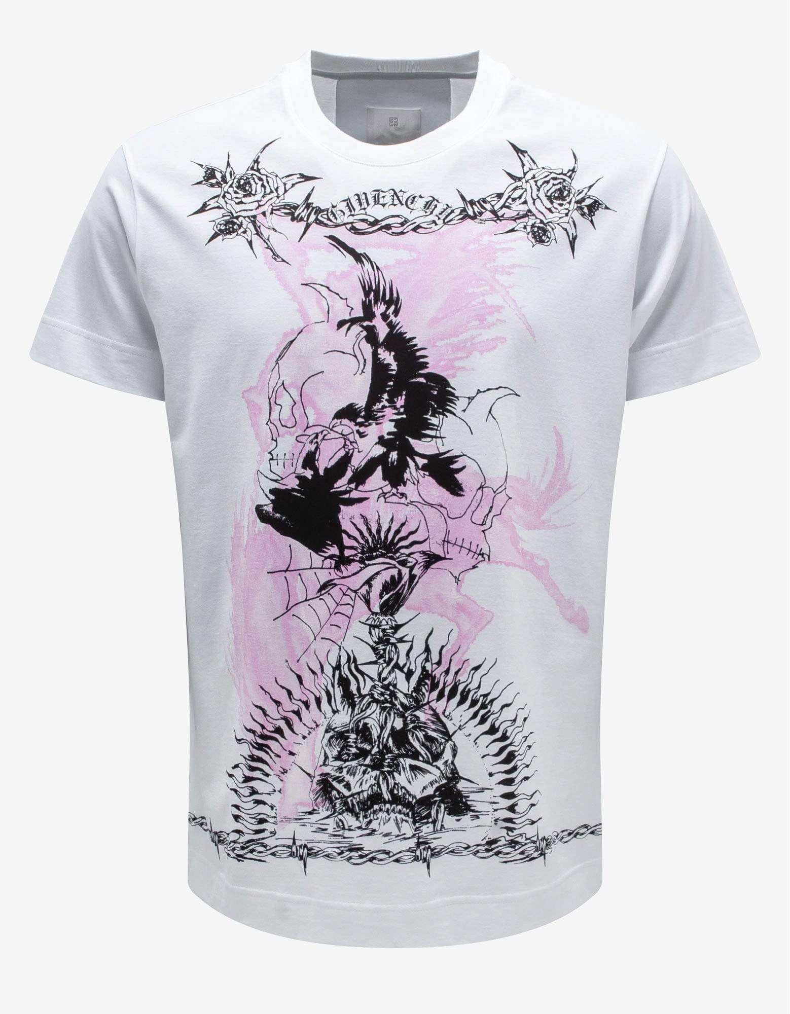 image of Givenchy White Gothic Print Oversized T-Shirt, Men's (Size XS)