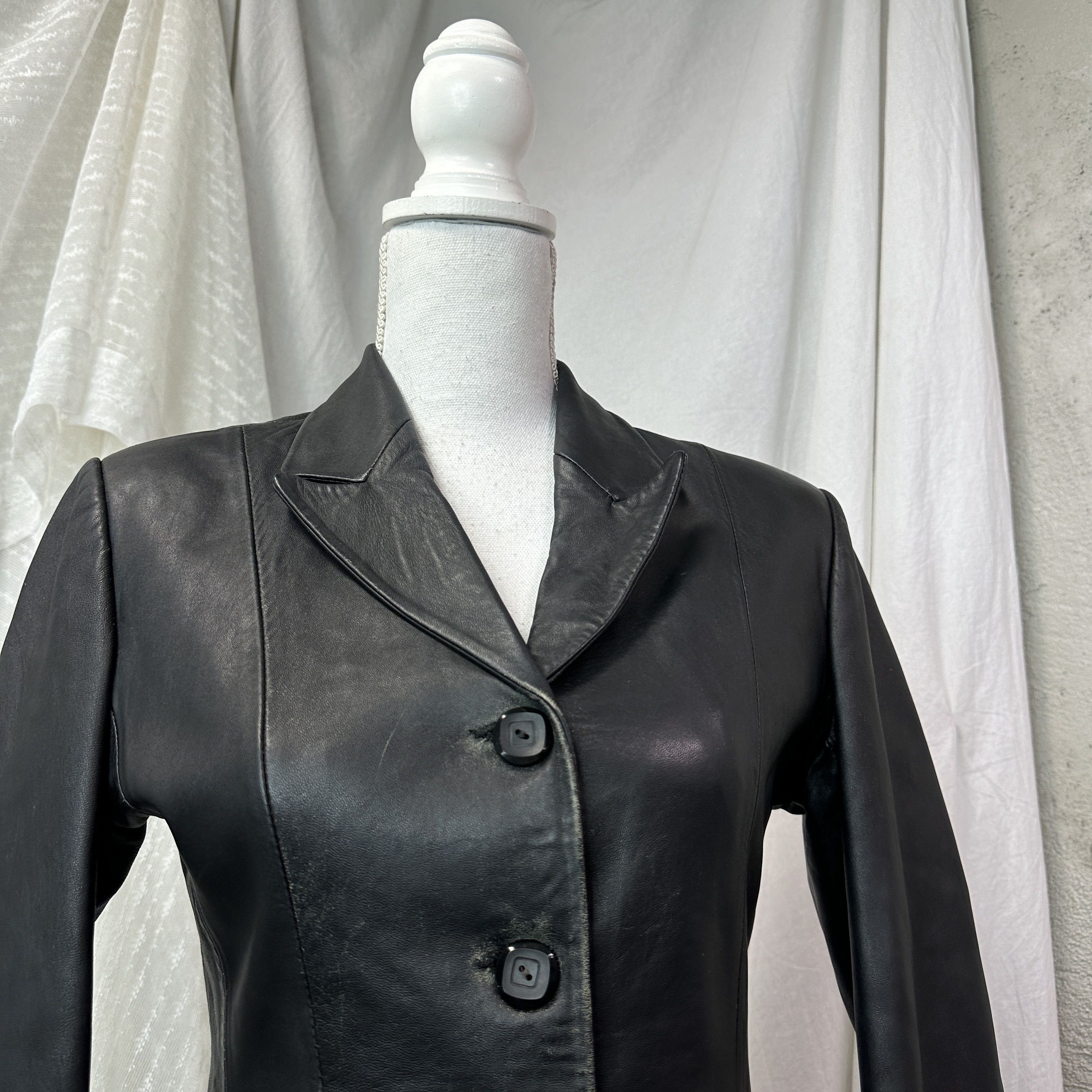 Gucci Vintage Leather Biker Grunge Buttoned Jacket 90s Size M / US 6-8 / IT 42-44 - 3 Thumbnail