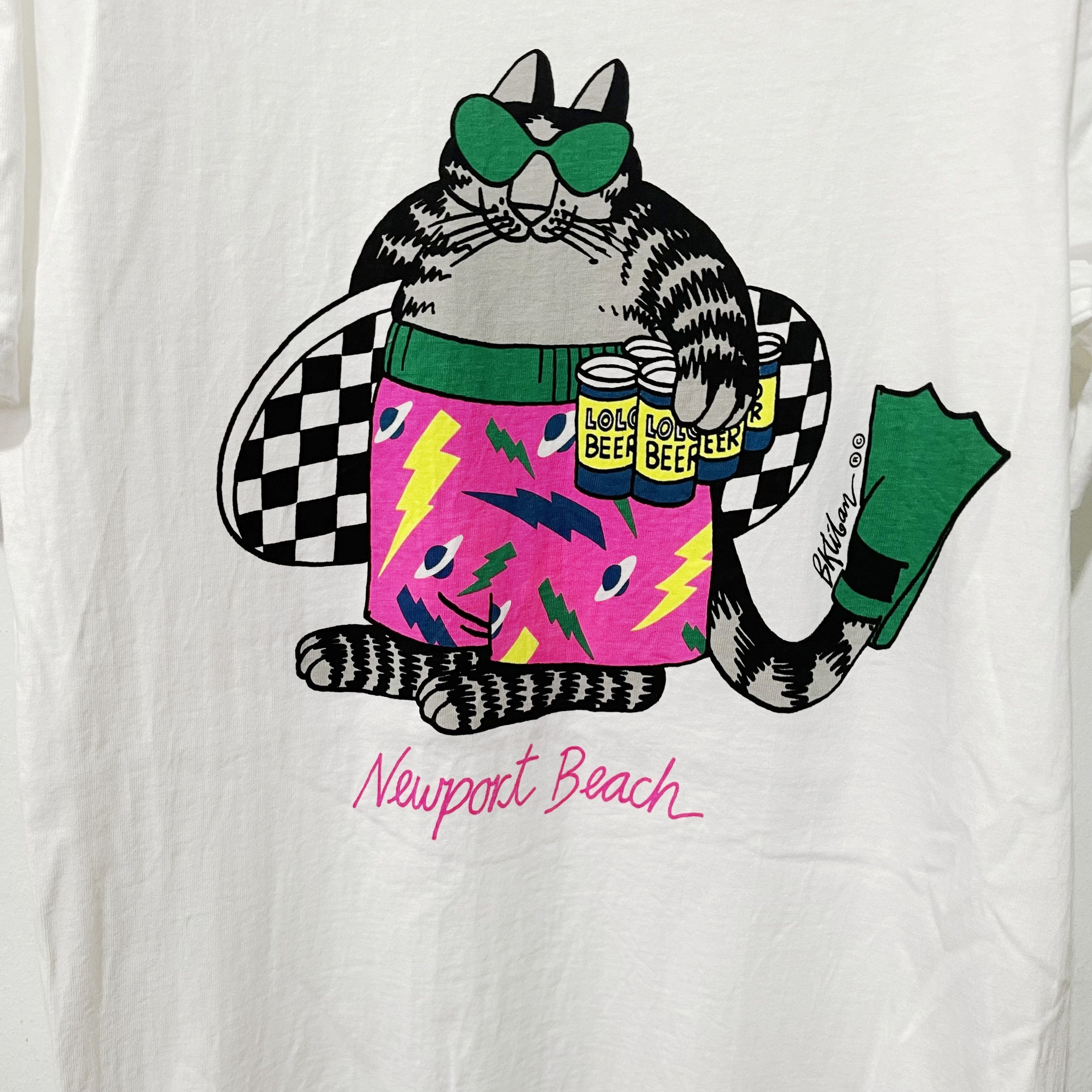 Vintage Vintage 80s Crazy Shirts Hawaii Newport Beach Cat T-Shirt Size US M / EU 48-50 / 2 - 2 Thumbnail