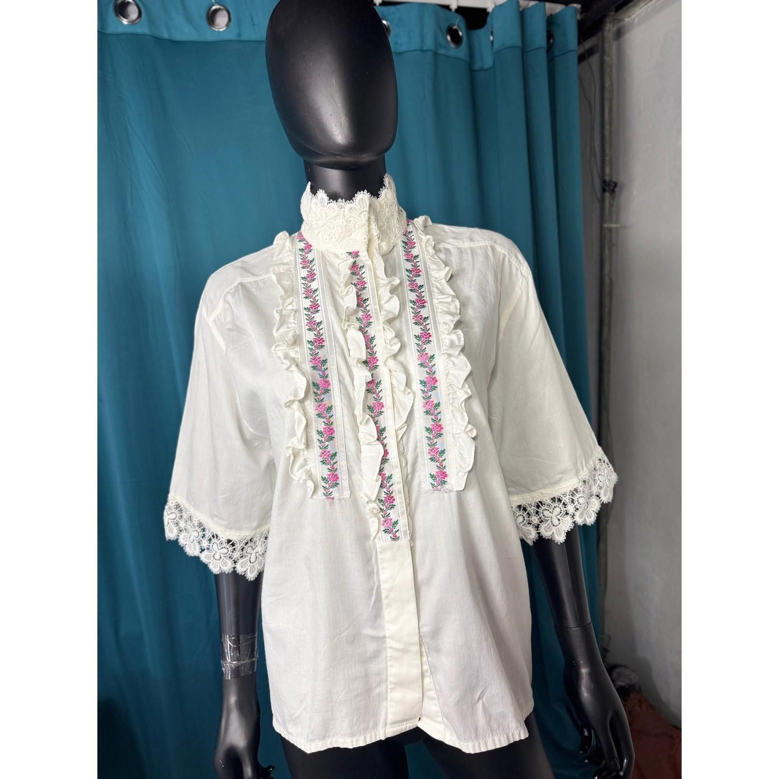 Other Seidensticker vtg Women White Lace Trim Embroidered 38 Size L / US 10 / IT 46 - 1 Thumbnail