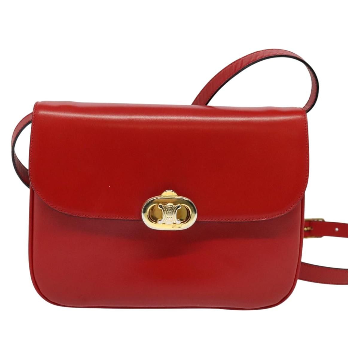Celine CELINE Shoulder Bag Leather Red Gold Size ONE SIZE - 2 Thumbnail