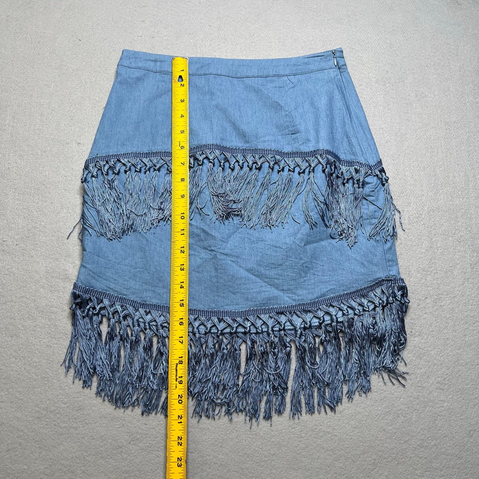 Other Egreis Women’s Fringe Skirt Blue Y2K Boho Western Festival S Size 28" / US 6 / IT 42 - 4 Thumbnail