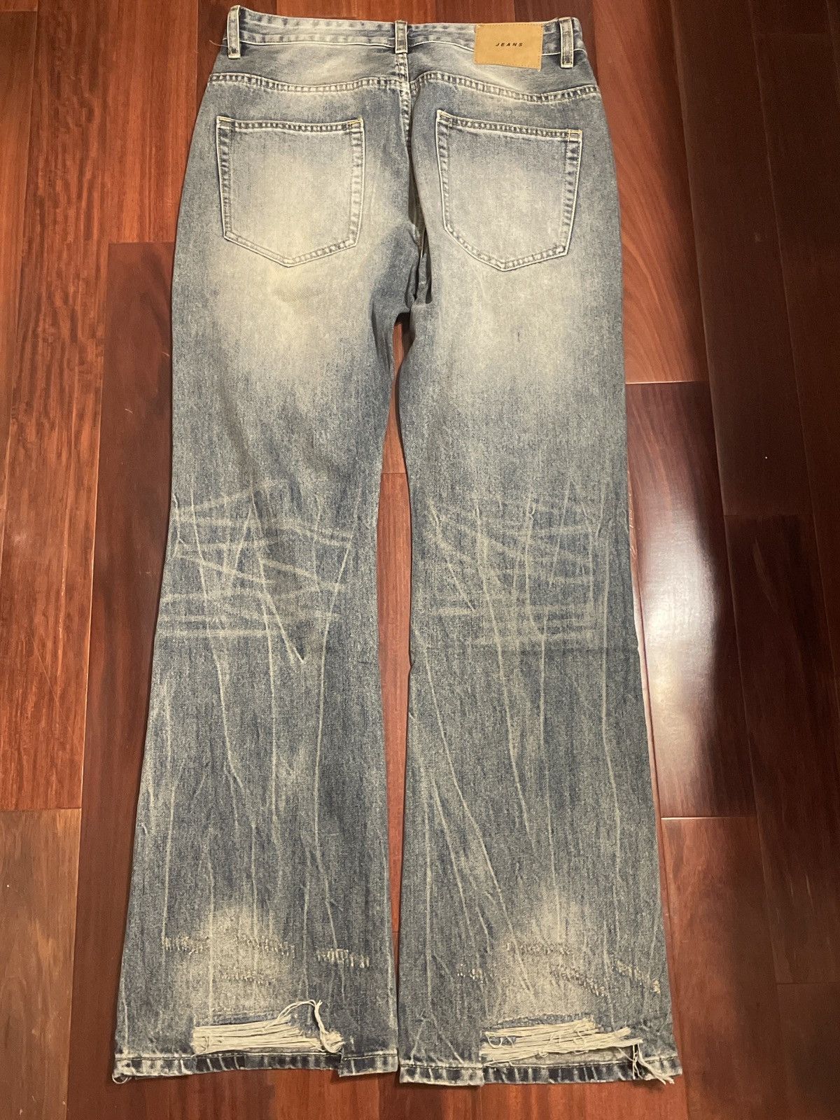 Japanese Brand × Vintage Vintage Blue Distressed Flared Jeans Size US 34 / EU 50 - 2 Thumbnail