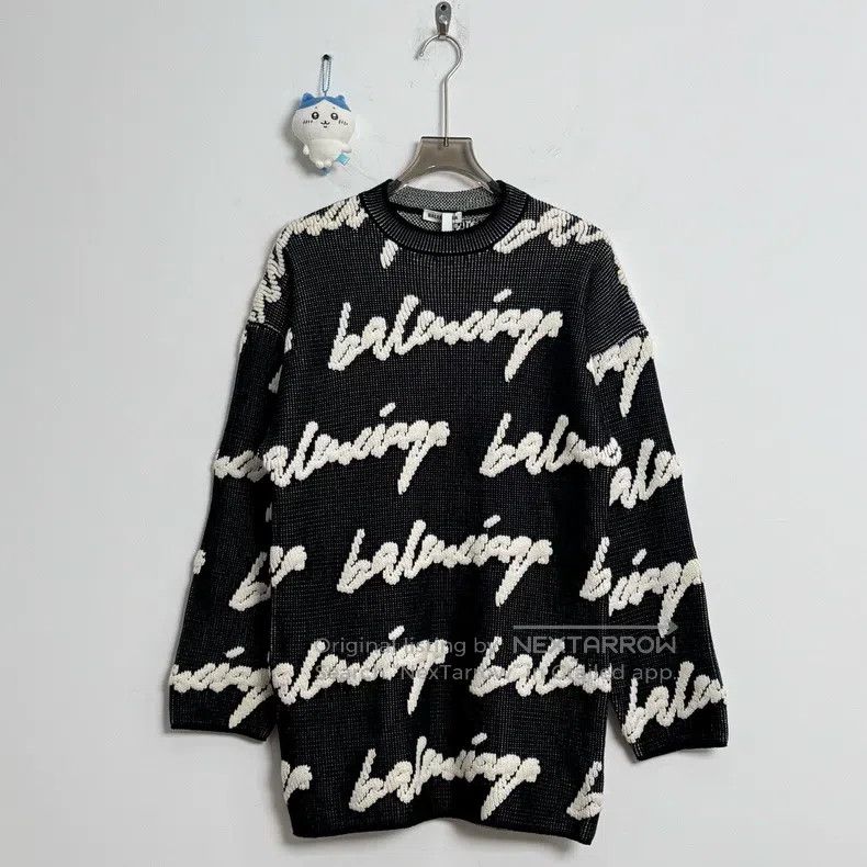 Balenciaga Balenciaga Black and White Bulletproof Logo Knit Size US XS / EU 42 / 0 - 1 Thumbnail