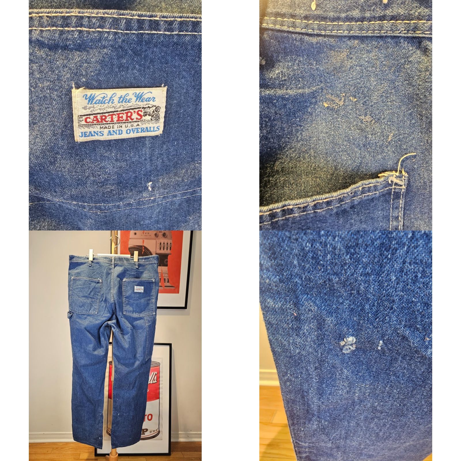 Carter's VINTAGE CARTER'S DENIM CARPENTER PAINTER JENAS PANTS SZ 36 MADE IN USA MEN Jeans 70's Blue 31 44 INSEAM OUTSIDE LEG 36-31-44 Size US 36 / EU 52 - 9 Thumbnail