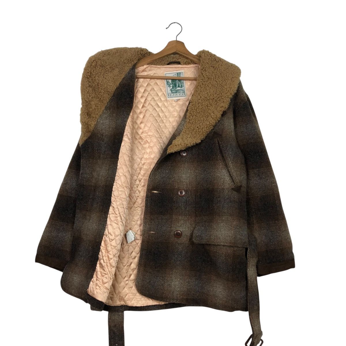 Golden Bear 🔥VINTAGE WOOL JACKET GOLDEN BEAR TARTAN SHAWL COLLAR Size US M / EU 48-50 / 2 - 13 Thumbnail