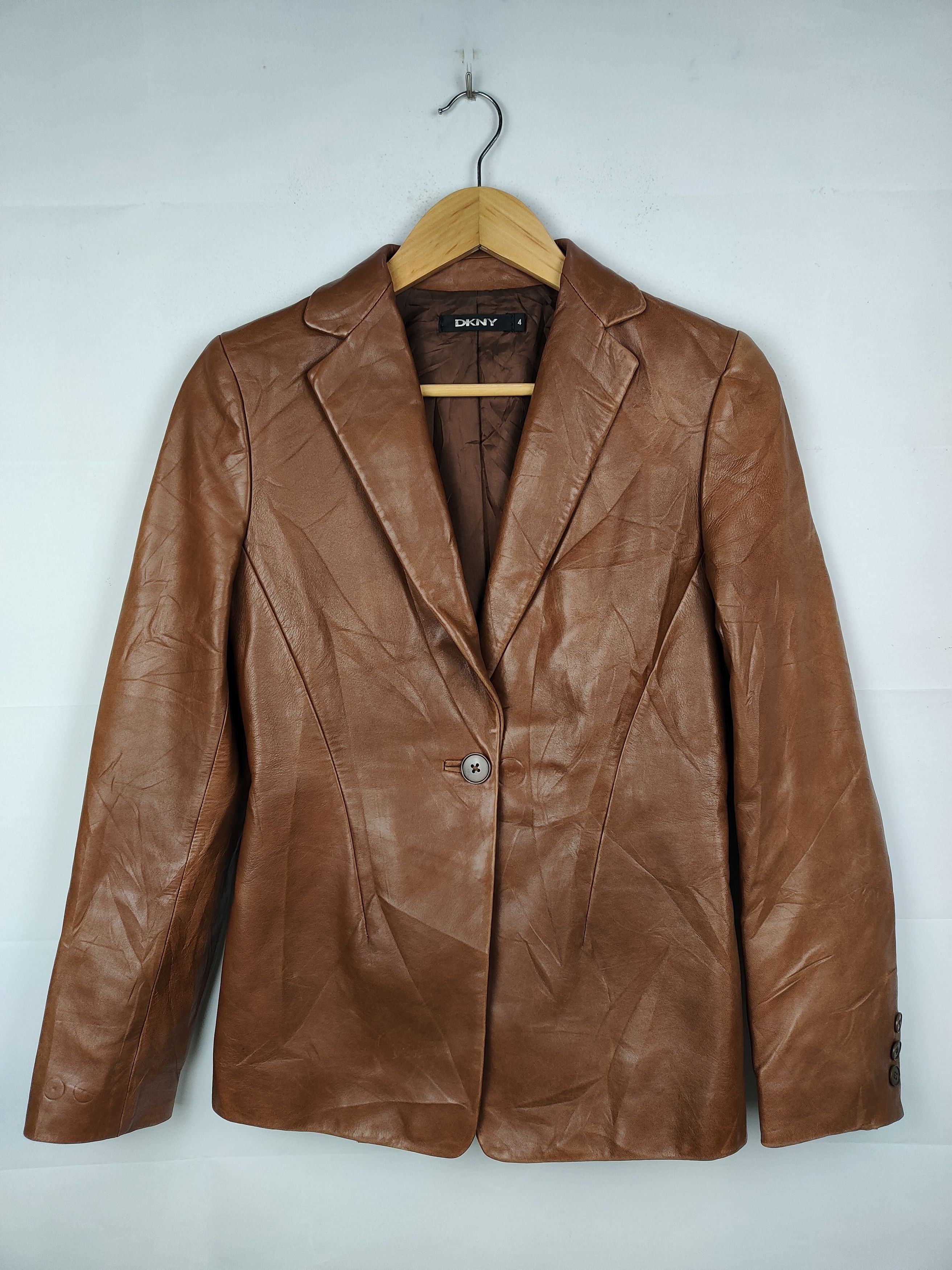 DKNY DKNY Leather Coat Jacket Size S / US 4 / IT 40 - 1 Thumbnail
