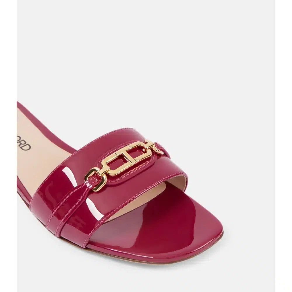 Tom Ford o1loc1c0326 W3526 Patent Leather Slides in Red Size US 10 / IT 40 - 3 Thumbnail