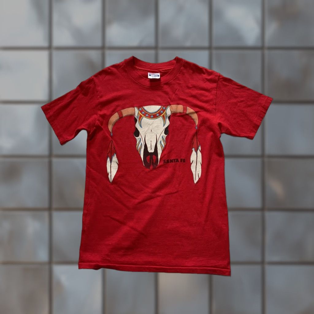 Vintage VINTAGE 90s Southwestern Horned Skull Bull Cow Santa Fe New Mexico T-Shirt Sz. M Mens Size US M / EU 48-50 / 2 - 1 Thumbnail