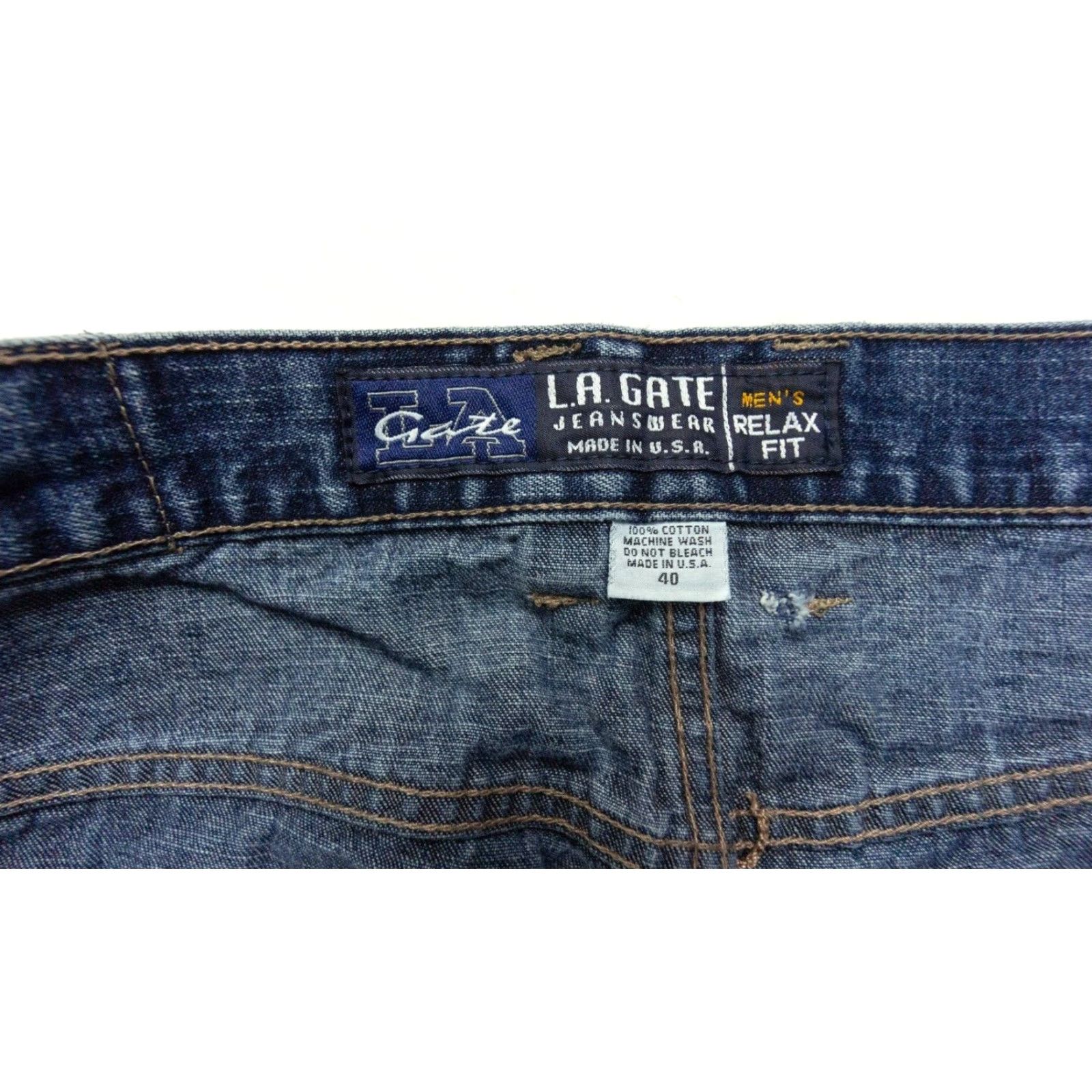 Denime VINTAGE L.A. Gate Jeans Mens 40x32 Denim Wide-Leg 90s Grunge Blue, 5-Pocket, Regular Fit, Zip Closure, Mid Rise, 40x32 Mens Jeans Size US 40 / EU 56 - 4 Thumbnail