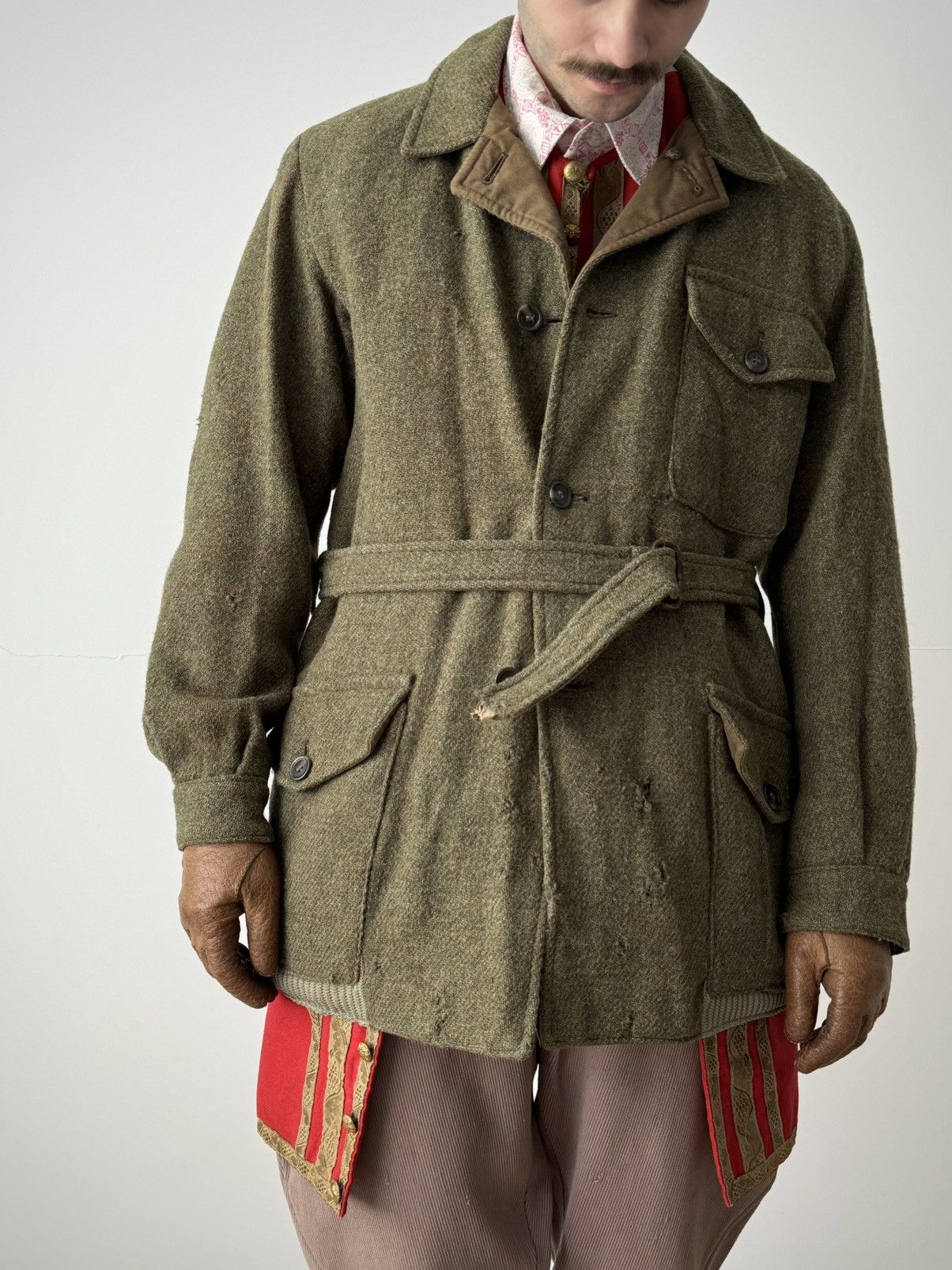 Vintage 1940s J.C.Cordings Reversible Hunting Belted Tweed Jacket Size US M / EU 48-50 / 2 - 1 Thumbnail