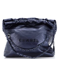Chanel 22 Chain Hobo Quilted Denim Small
