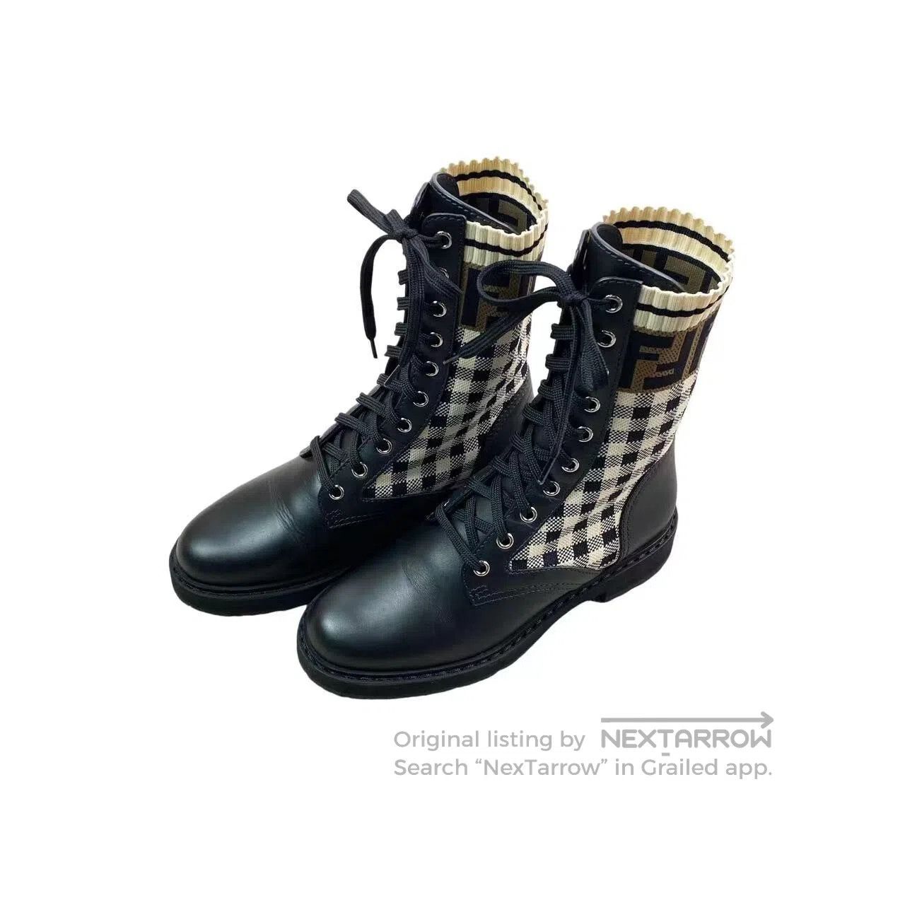 Fendi Fendi Presby-plaid spliced mid-leg boots| Size US 4.5 / IT 34.5 - 1 Thumbnail