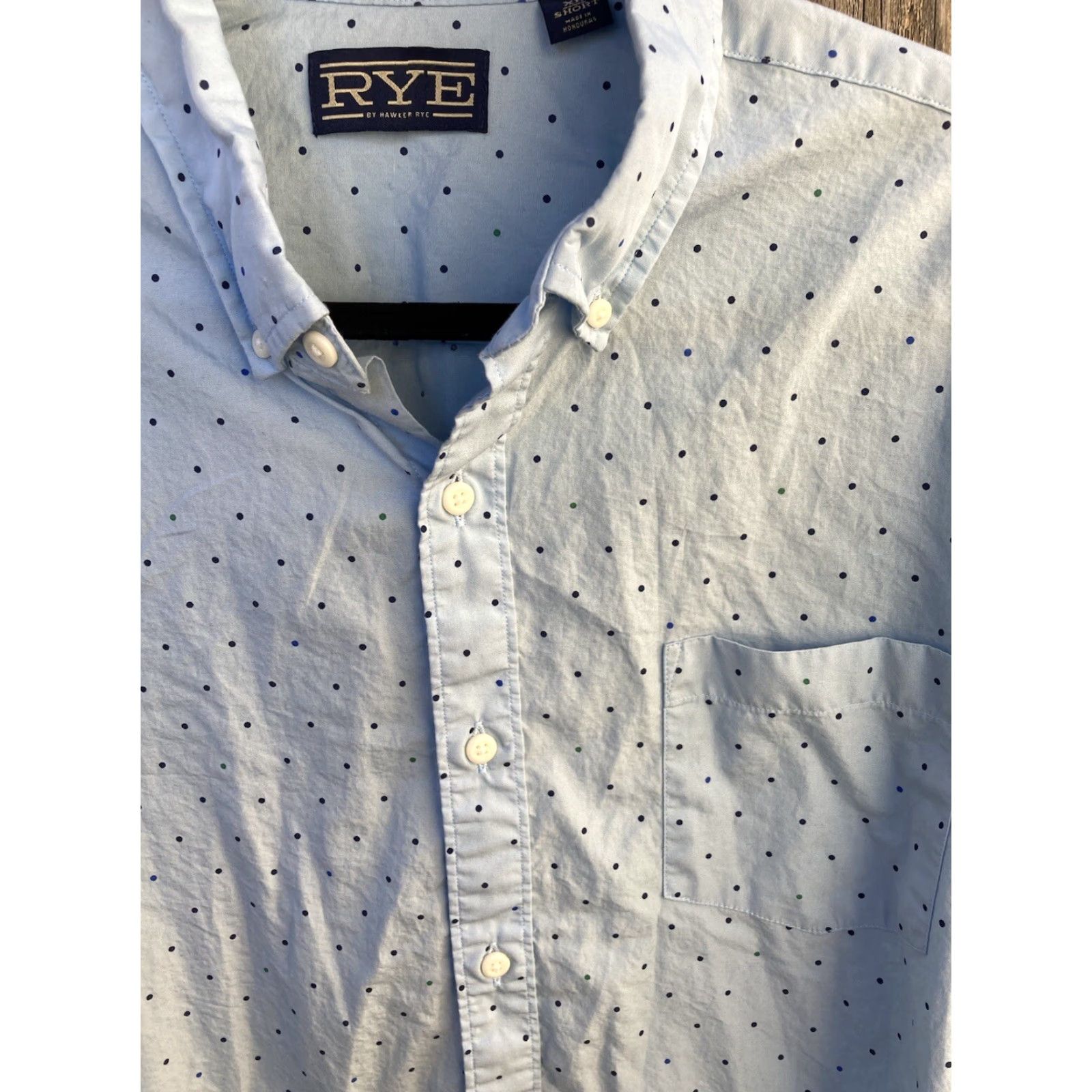 Vintage Hawker Rye Button-Up Shirt Blue Polka Dot XL Short Regular Fit Mens Size US XL / EU 56 / 4 - 3 Thumbnail