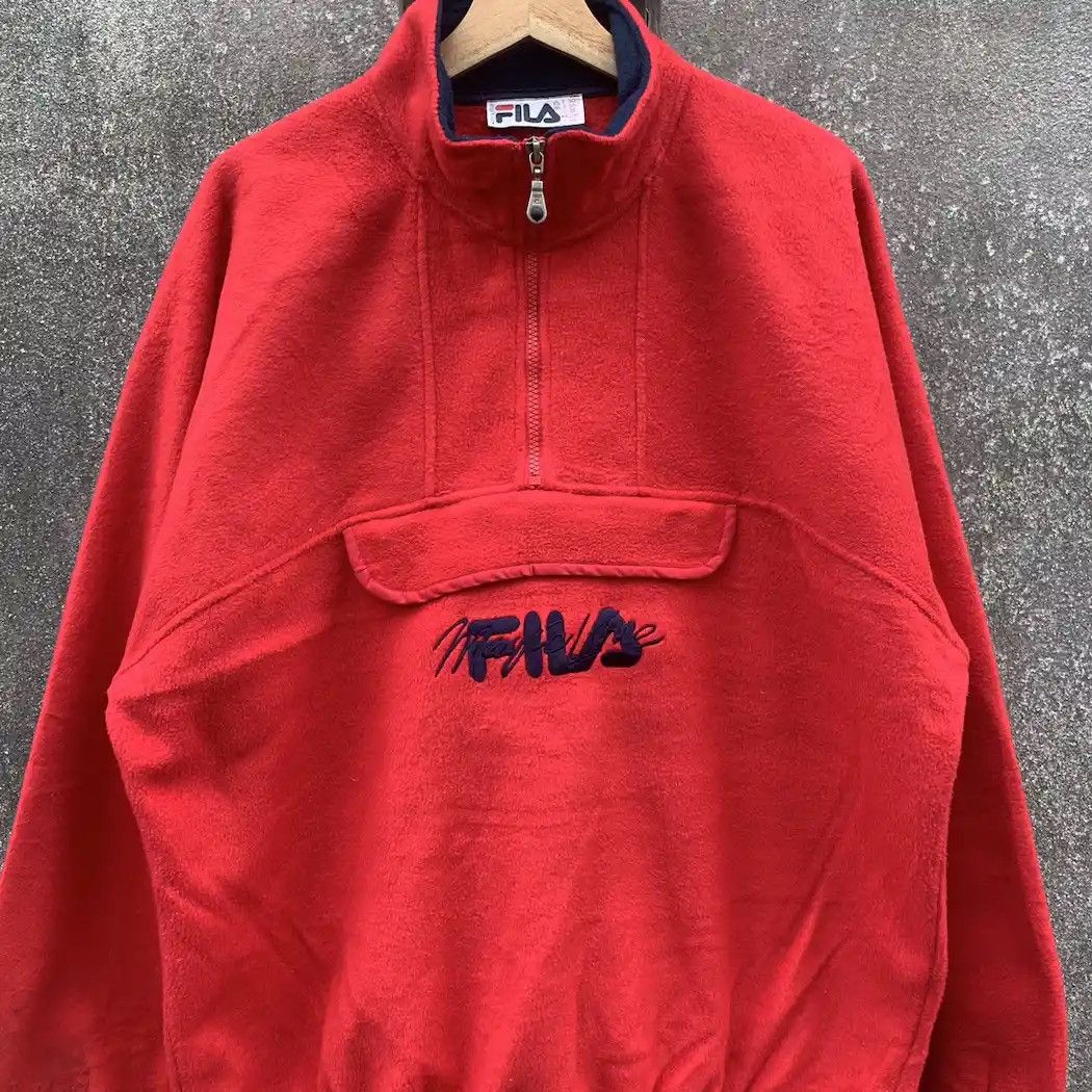 Fila × Vintage 1990’s Vintage Fila QuarterZip Pullover Baggy Sweater Jacket Size US XL / EU 56 / 4 - 3 Thumbnail