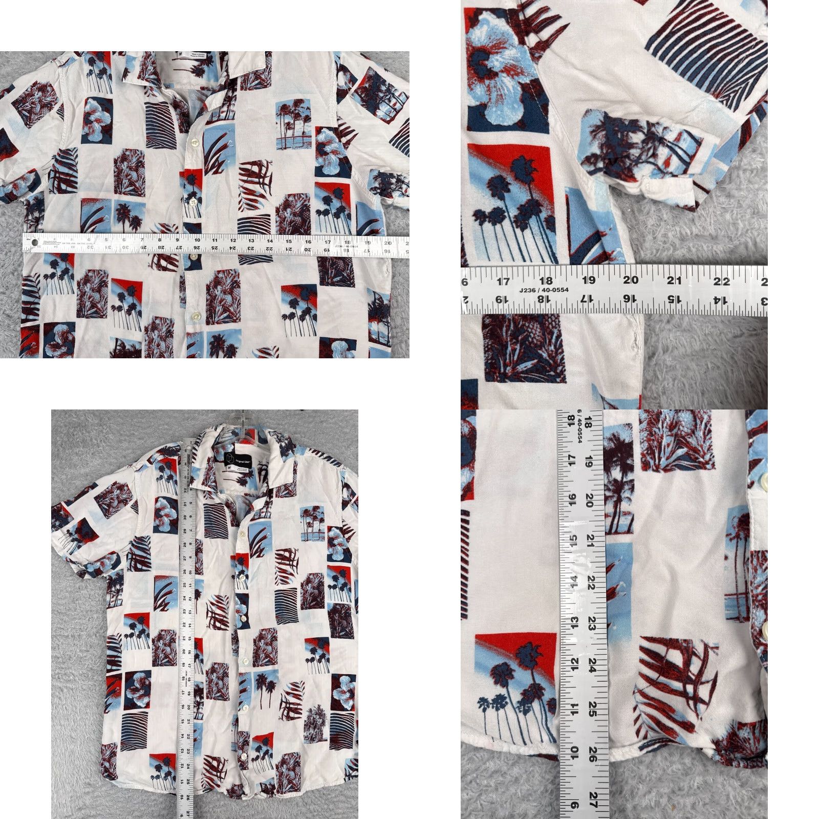 Vintage Original Use Shirt Men Adult Medium White Floral Palm Hawaiian Rayon Button-Up Size US M / EU 48-50 / 2 - 8 Thumbnail