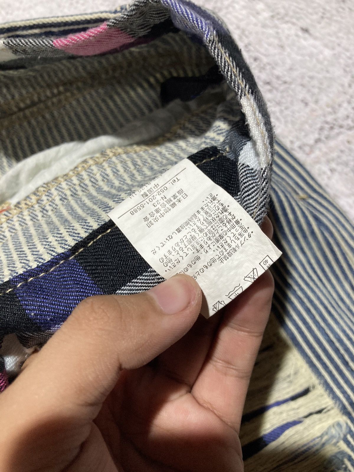 Japanese Brand 2000s Japanese Brand Double Waist Ripped Striped Pants Size US 29 - 18 Thumbnail
